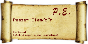 Peszer Elemér névjegykártya